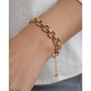Stainless Steel Gold Link Adjustable Bracelet New